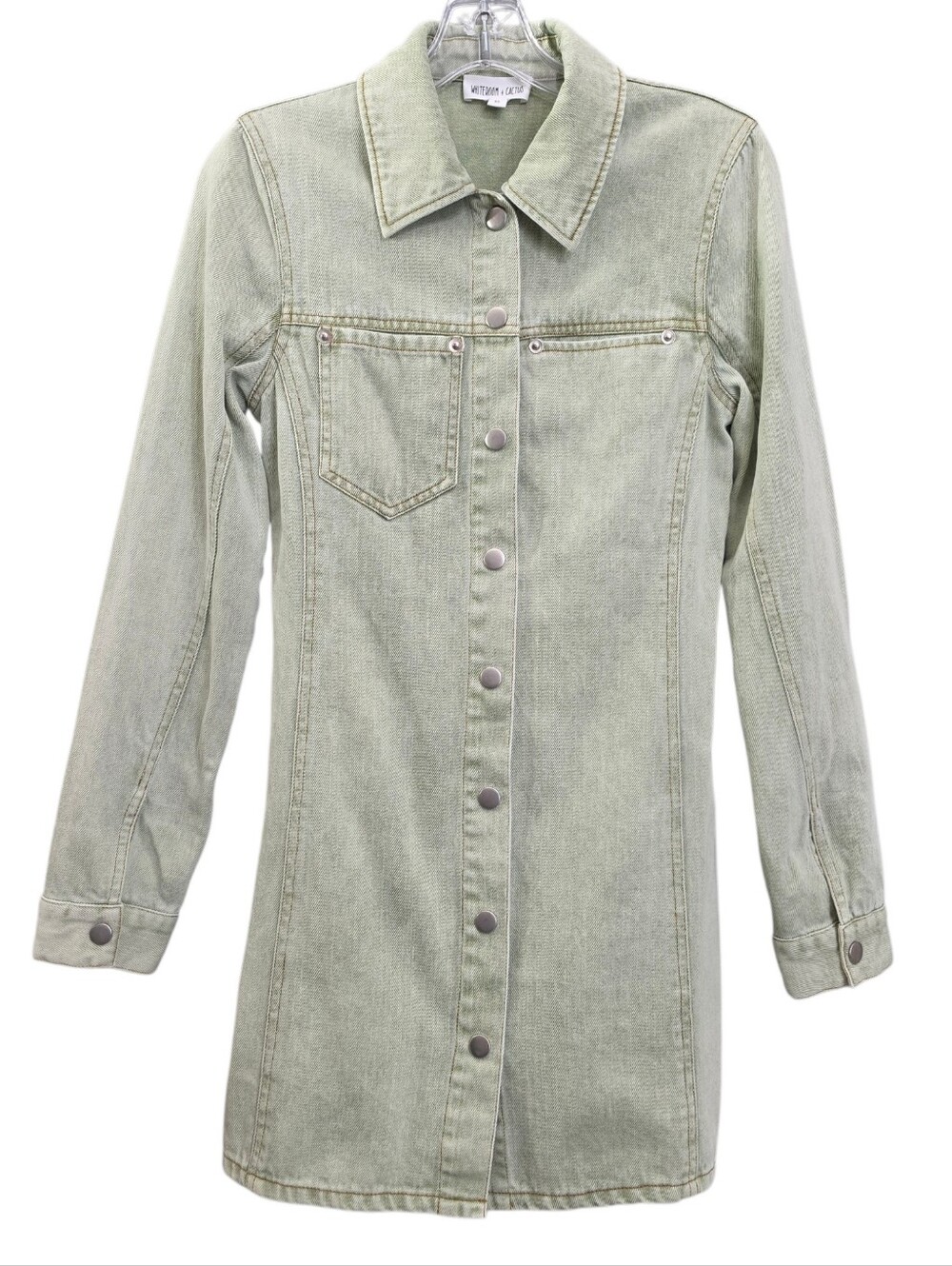 Whiteroom & Cactus  Nwot Mint Green Longsleeve Denim Collared Shirtdress